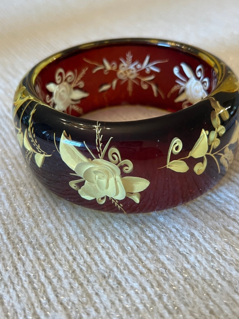 Vintage Bakelite Reverse Carved Bangle Bracelet